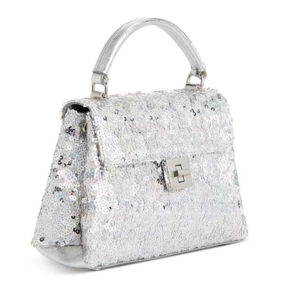 Macy's On 34th Tandii soft satchel top handle small crossbody bag -SILVER SEQUIN - Picture 2 of 7